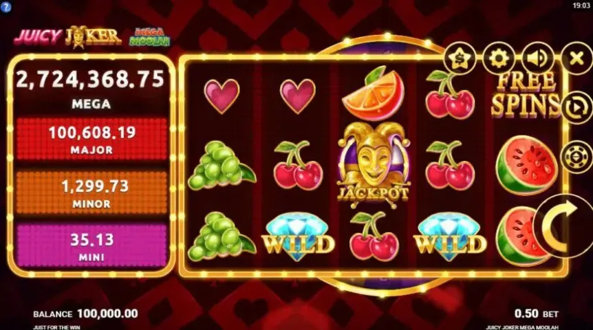 Juicy Joker Mega Moolah slot screenshot 