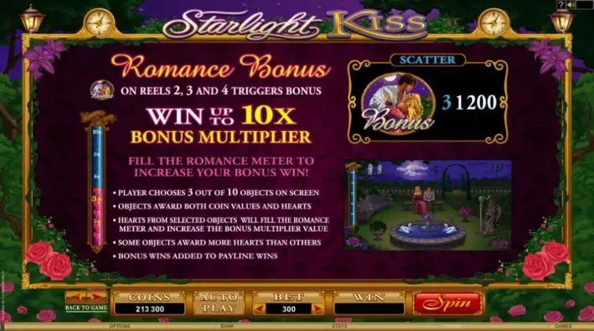 Starlight Kiss slot screenshot 