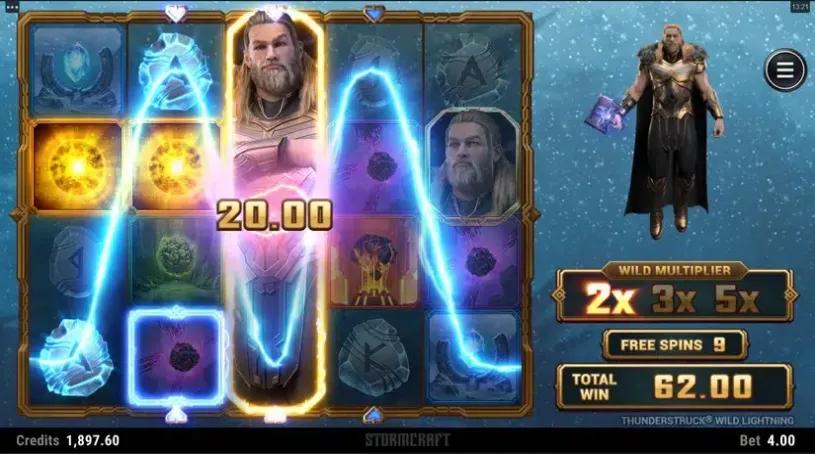 Thunderstruck Wild Lightning slot screenshot 
