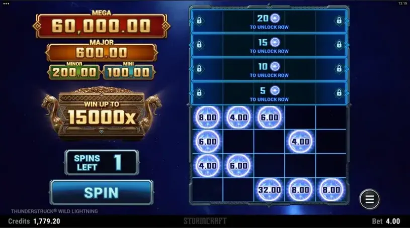 Thunderstruck Wild Lightning slot screenshot 2