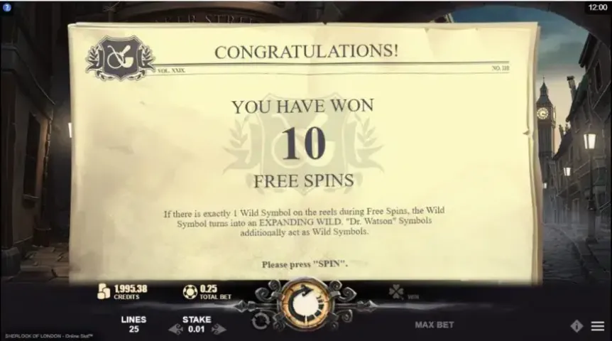 Sherlock of London slot screenshot 4