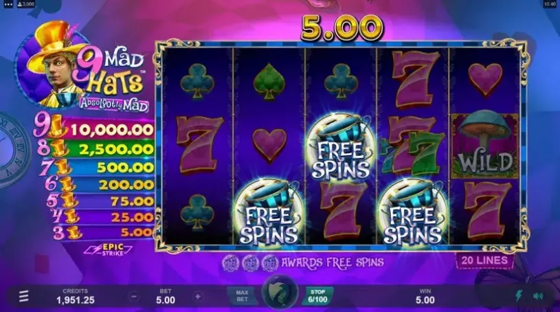 9 Mad Hats slot screenshot 4