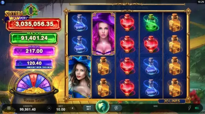 Sisters of Oz WOWPot slot screenshot 