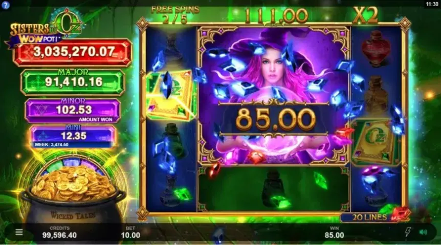 Sisters of Oz WOWPot slot screenshot 