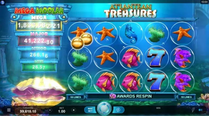 Atlantean Treasures Mega Moolah slot screenshot 4