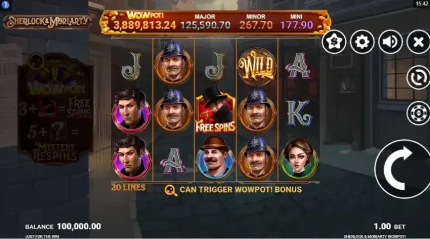 Sherlock and Moriarty WowPot slot screenshot