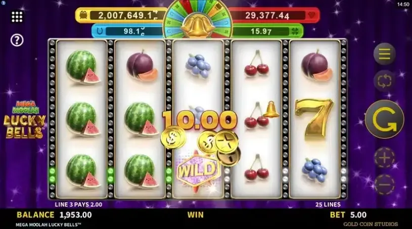Mega Moolah Lucky Bells slot screenshot 3