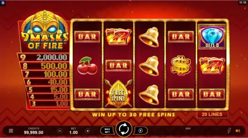 9 Masks of Fire slot screenshot 