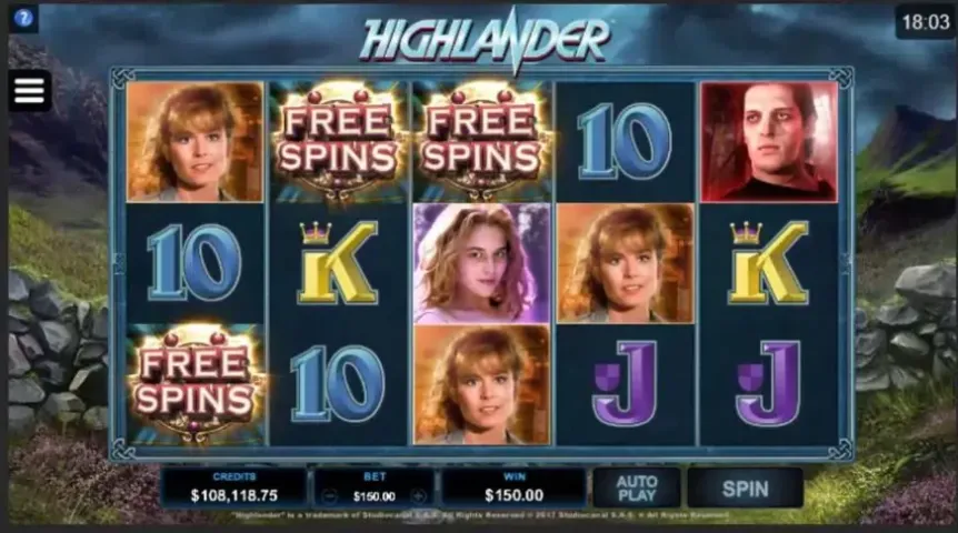 Highlander slot screenshot 