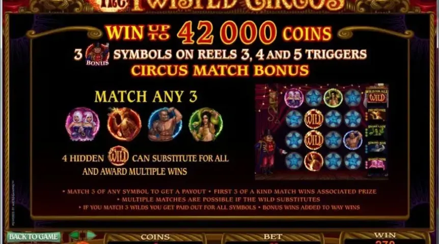 The Twisted Circus slot screenshot 