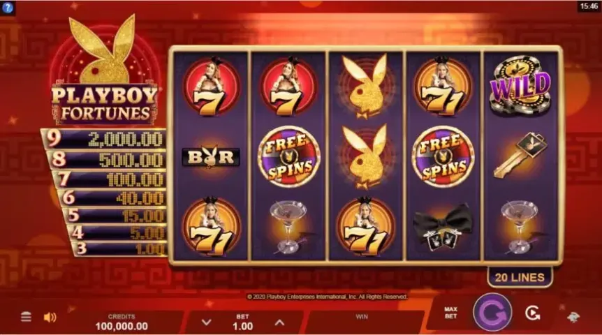 Playboy Fortunes slot screenshot 1
