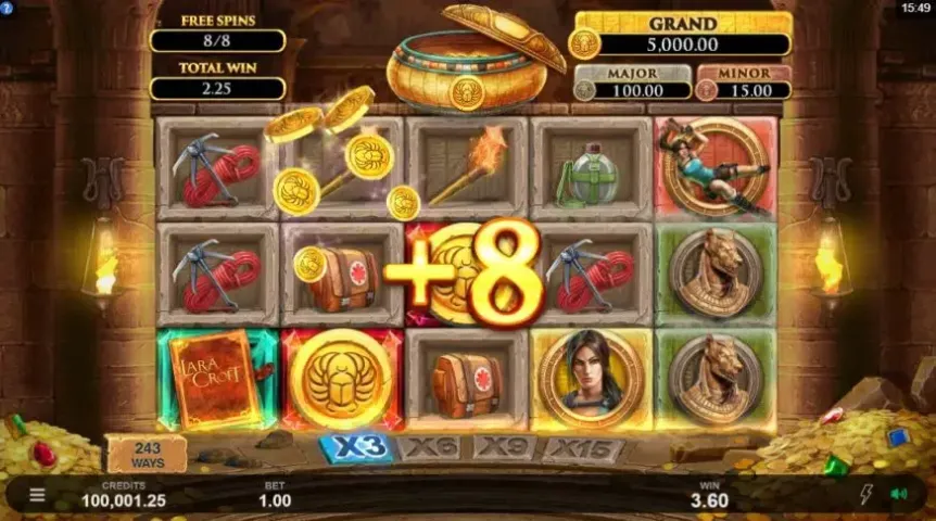 Lara Croft Temples and Tombs slot screenshot 