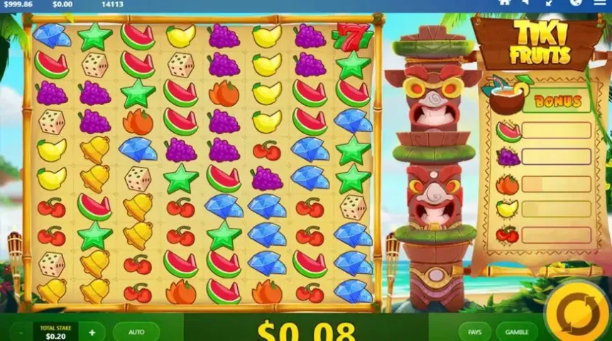 Tiki Fruits slot screenshot 